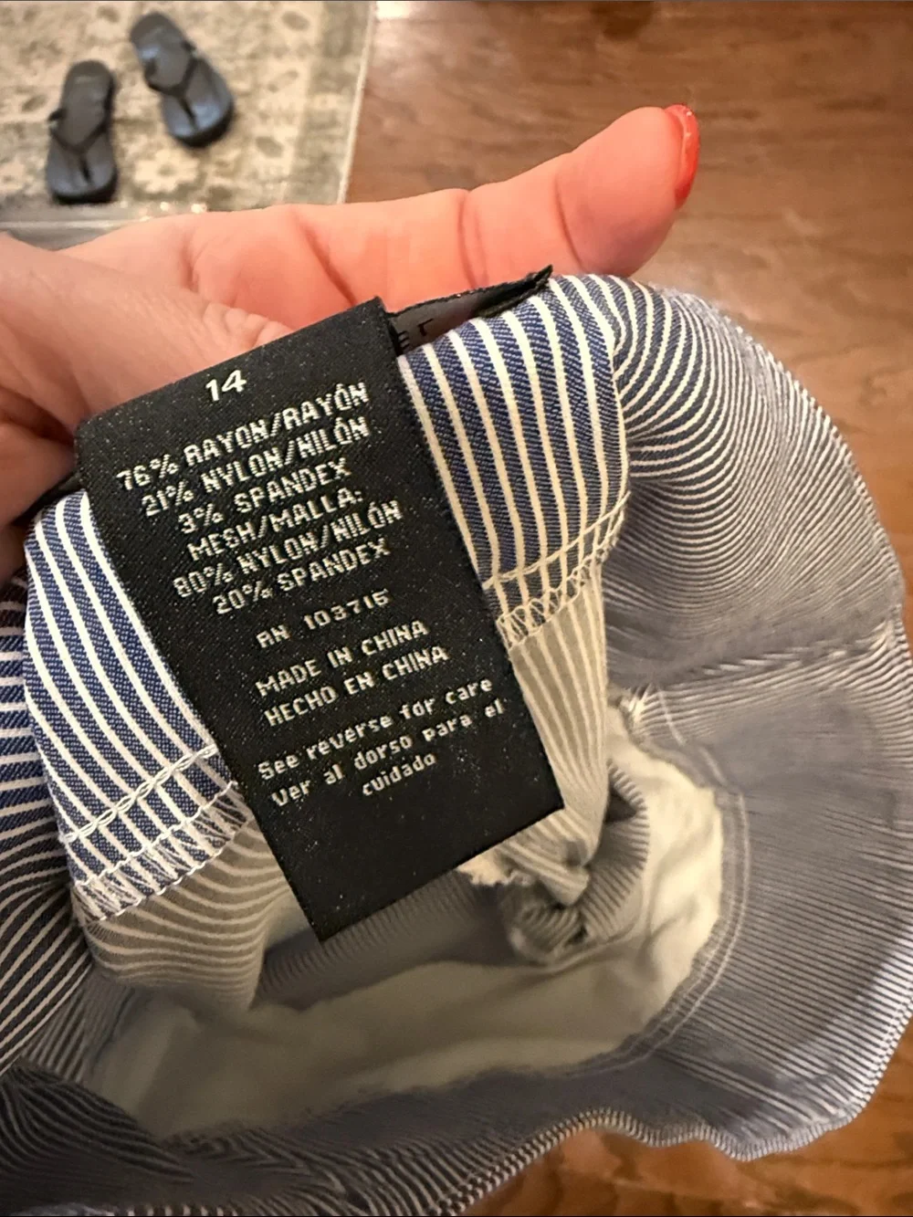 Zac & Rachel NWT blue/white striped pull on pants, size 14 - Picture 7 of 8